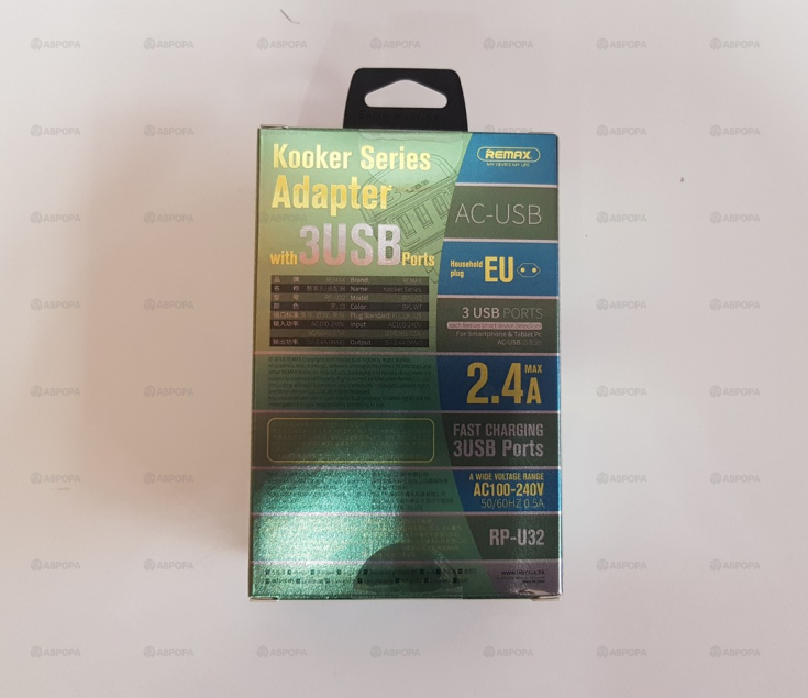 .Сетевое зарядное устройство REMAX Сетевое Kooker Series Charger RP-U32
